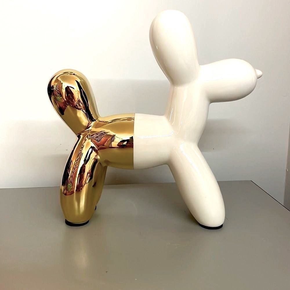 XXL Balloon Dog - Gold Chrome & Ivory